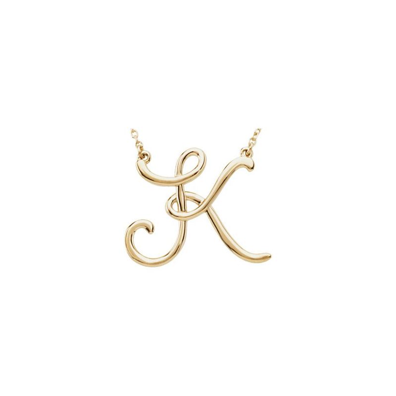 14K Gold Script Initial 16" Necklace