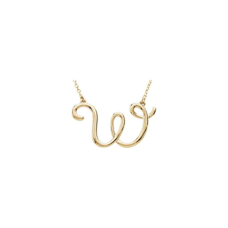 14K Gold Script Initial 16" Necklace