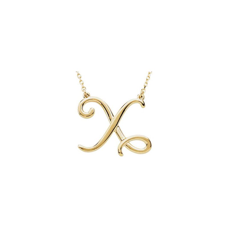 14K Gold Script Initial 16" Necklace