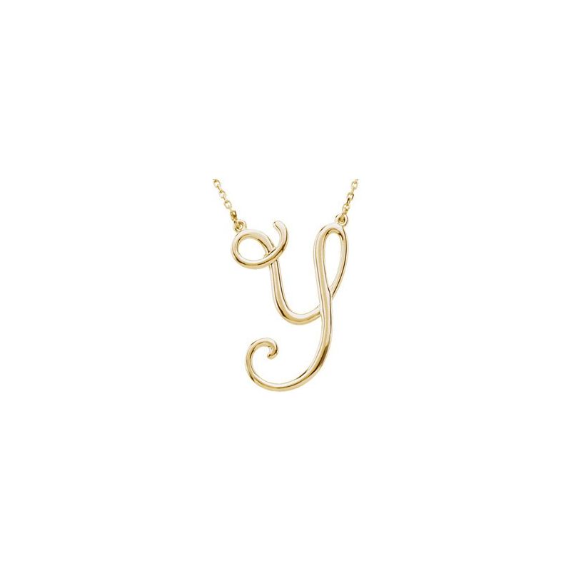 14K Gold Script Initial 16" Necklace