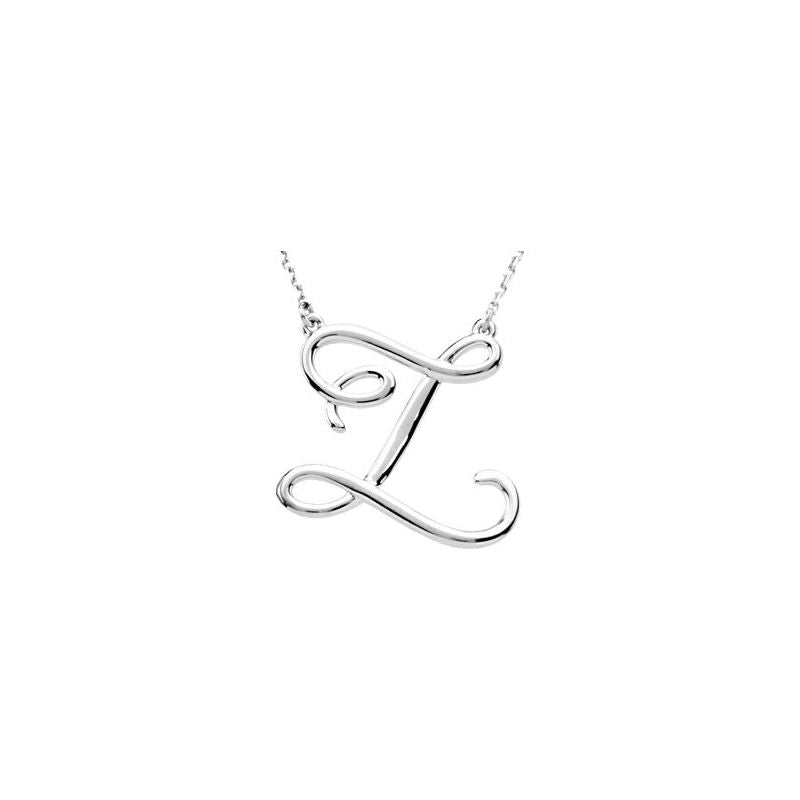 14K Gold Script Initial 16" Necklace