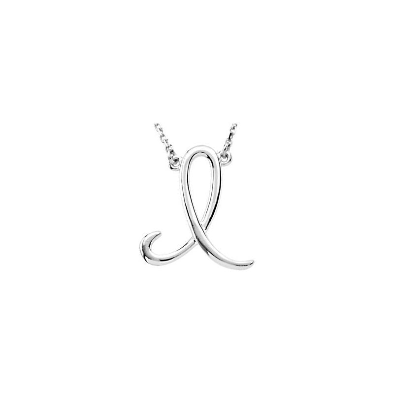 14K Gold Script Initial 16" Necklace