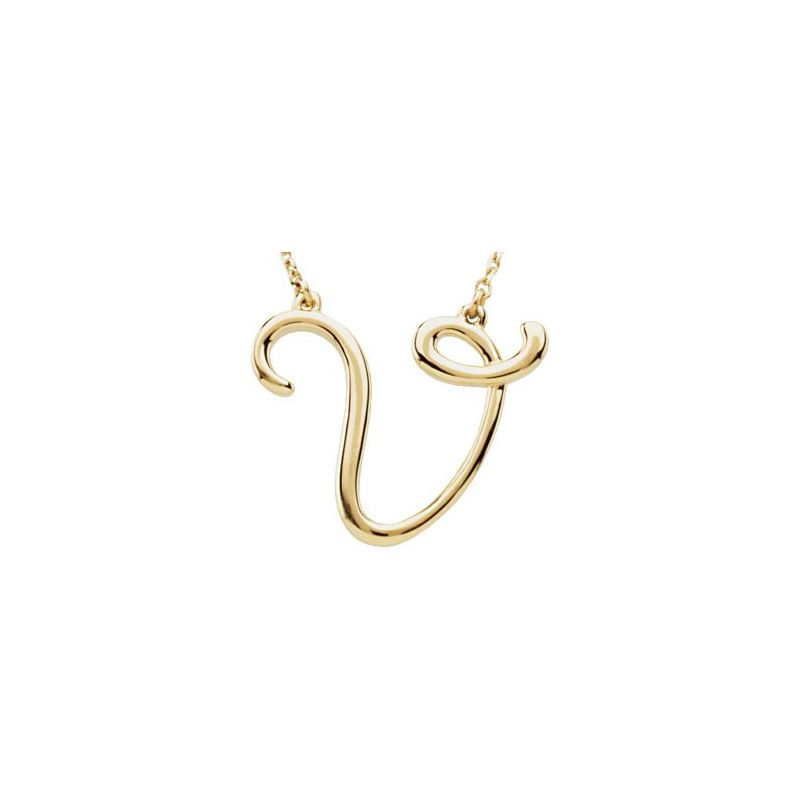 14K Gold Script Initial 16" Necklace