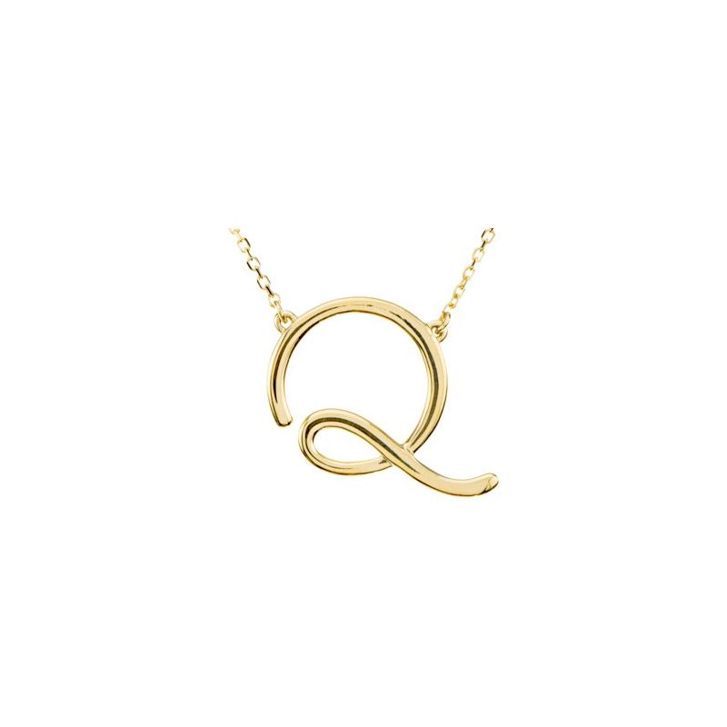 14K Gold Script Initial 16" Necklace