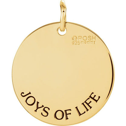 14K Gold Engravable Extra Large Disc 3-Name Pendant