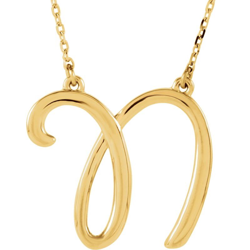 14K Gold Script Initial 16" Necklace