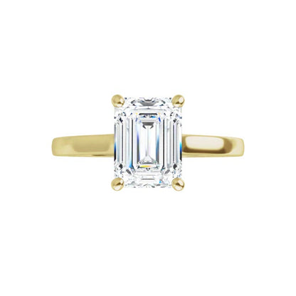14K Gold Emerald Solitaire Engagement Ring