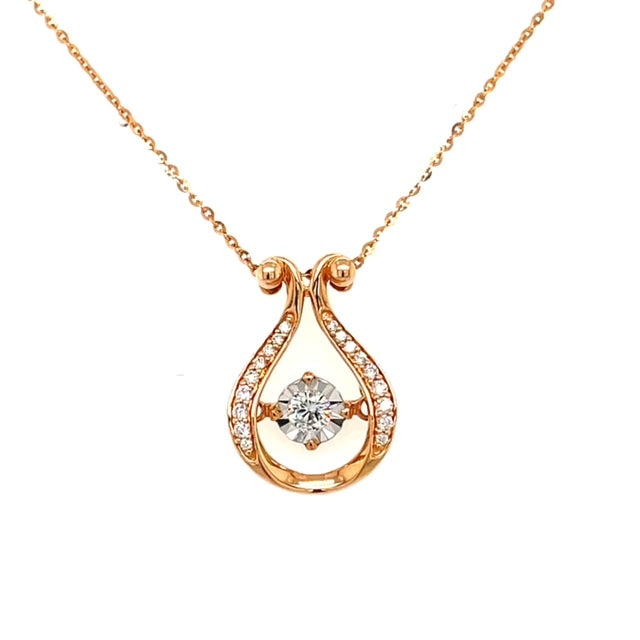 18K Rose U Shaped Dancing Diamond Necklace