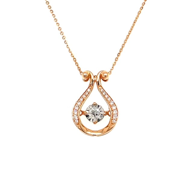 18K Rose U Shaped Dancing Diamond Necklace