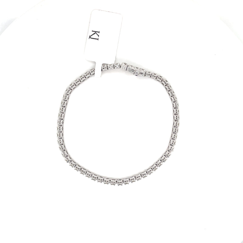 14K White Gold Tennis 7" Bracelet