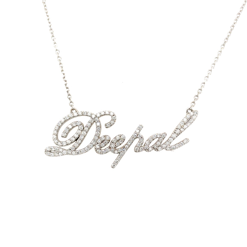 14K Gold Diamond Nameplate 16"-18" Necklace