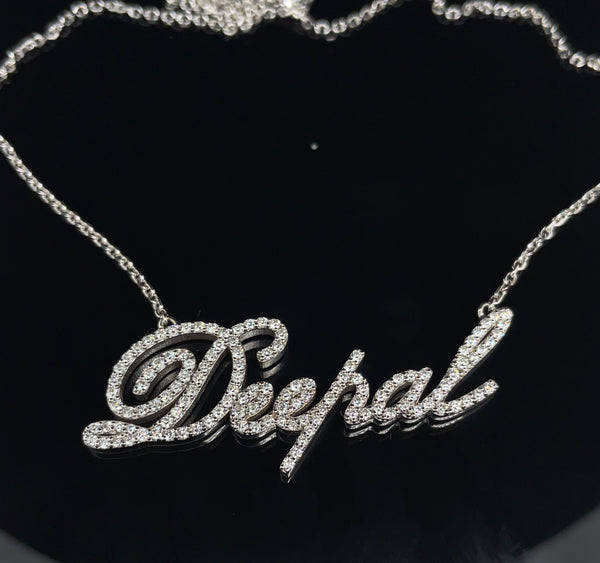 14K Gold Diamond Nameplate 16"-18" Necklace