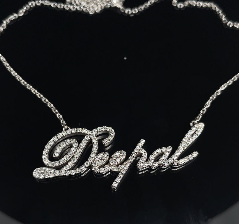 14K Gold Diamond Nameplate 16"-18" Necklace