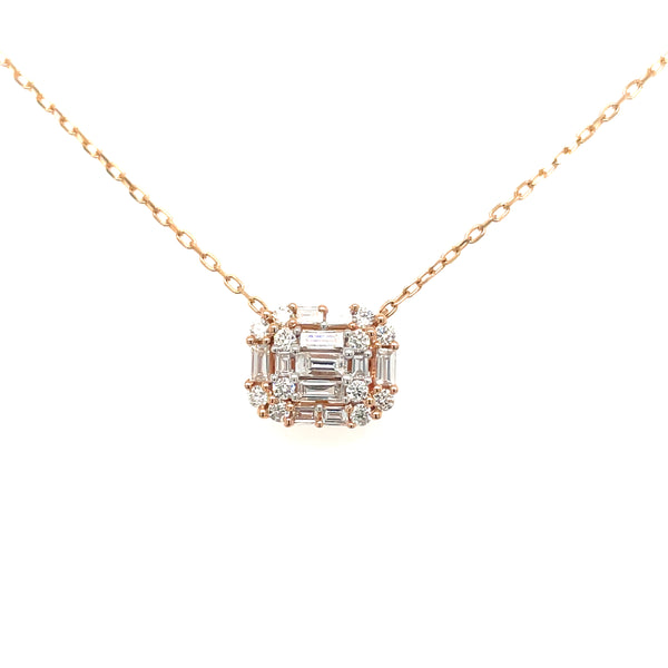 18K Rose Emerald Shaped Diamond 17" Necklace