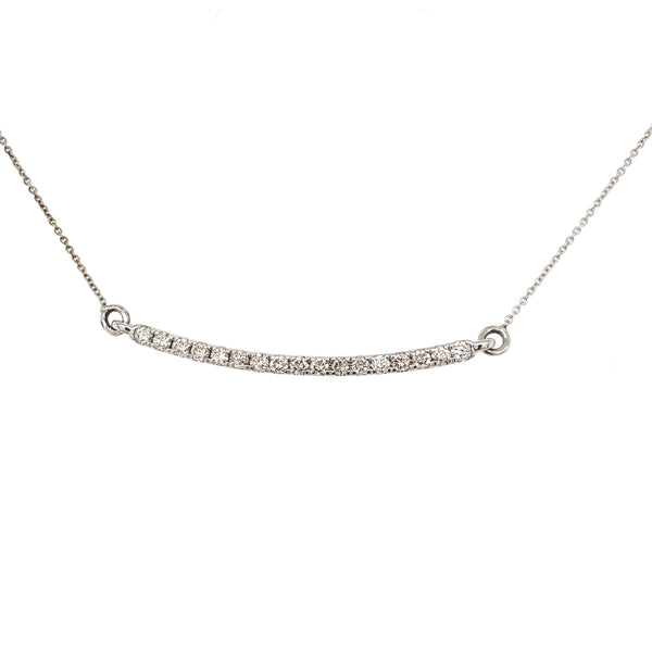 14K White Gold Diamond Bar 14" Necklace