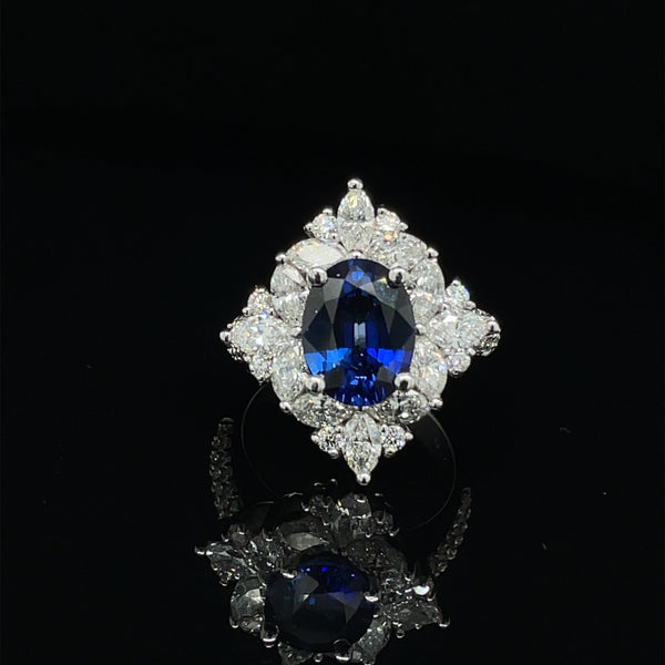 Designed in House in Natural Diamond and Blue Sapphire