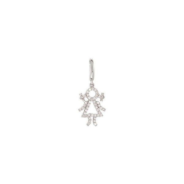 14K White Diamond Baby Girl Charm