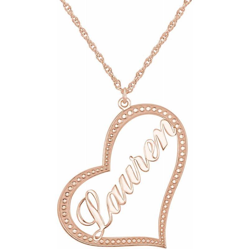 14K Gold Nameplate Heart Necklace