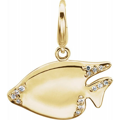 14K Yellow Diamond Sunfish Charm