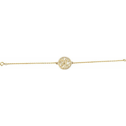 14K Gold 3-Letter Script Monogram Bracelet