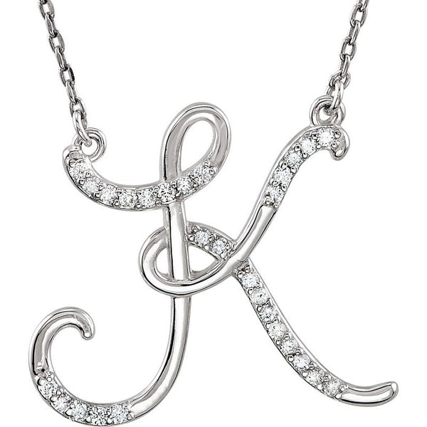 14K Gold Diamond Initial 16" Necklace