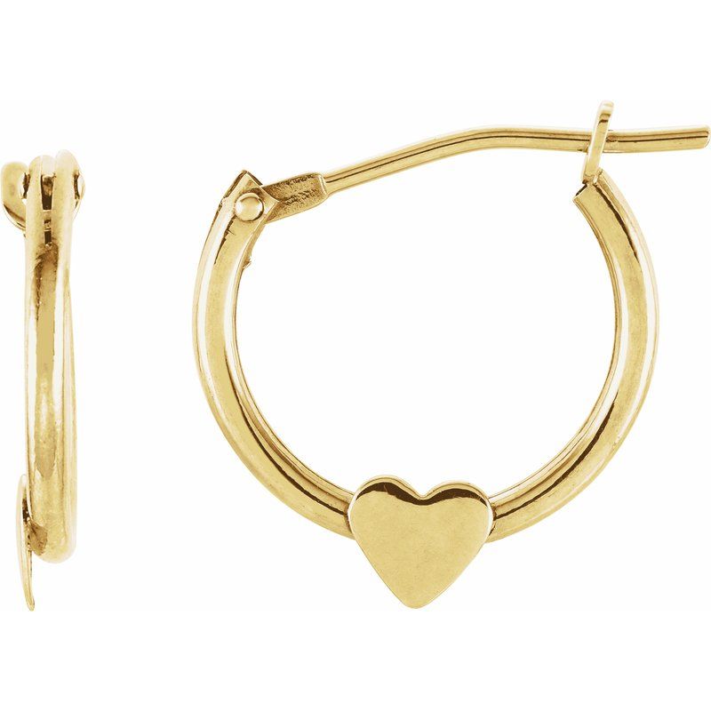 14K Gold Hinged Hoop Earrings with Star/Heart