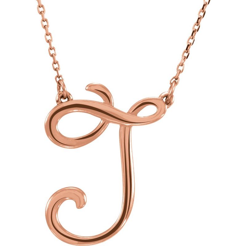 14K Gold Script Initial 16" Necklace