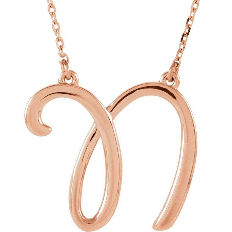 14K Gold Script Initial 16" Necklace