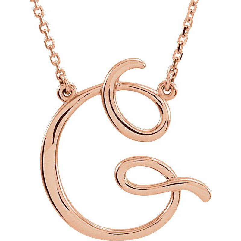 14K Gold Script Initial 16" Necklace