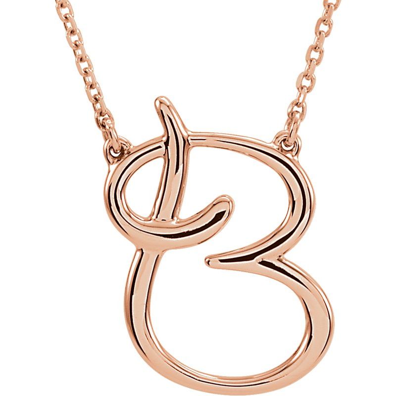 14K Gold Script Initial 16" Necklace