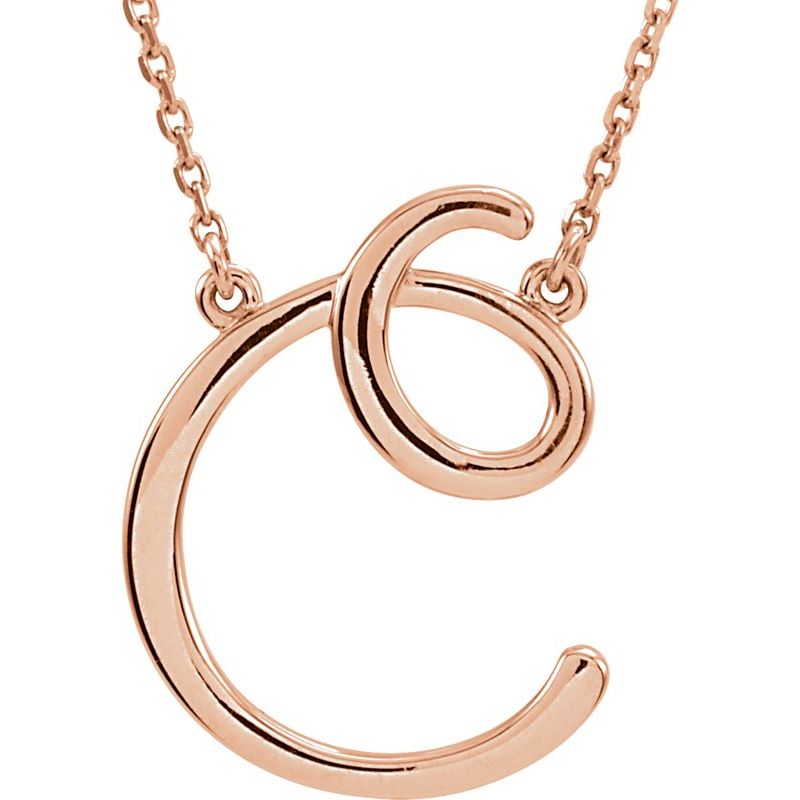 14K Gold Script Initial 16" Necklace