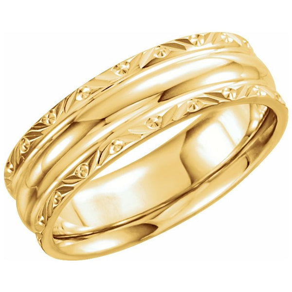 14K Gold 6 mm Design-Engraved Band