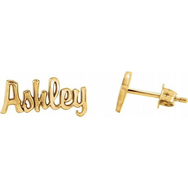 14K Gold Nameplate Earrings