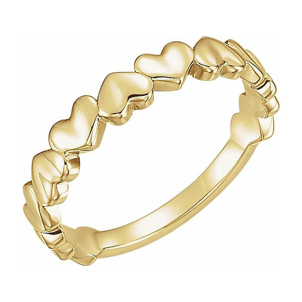 14K Gold Eleven Heart Ring