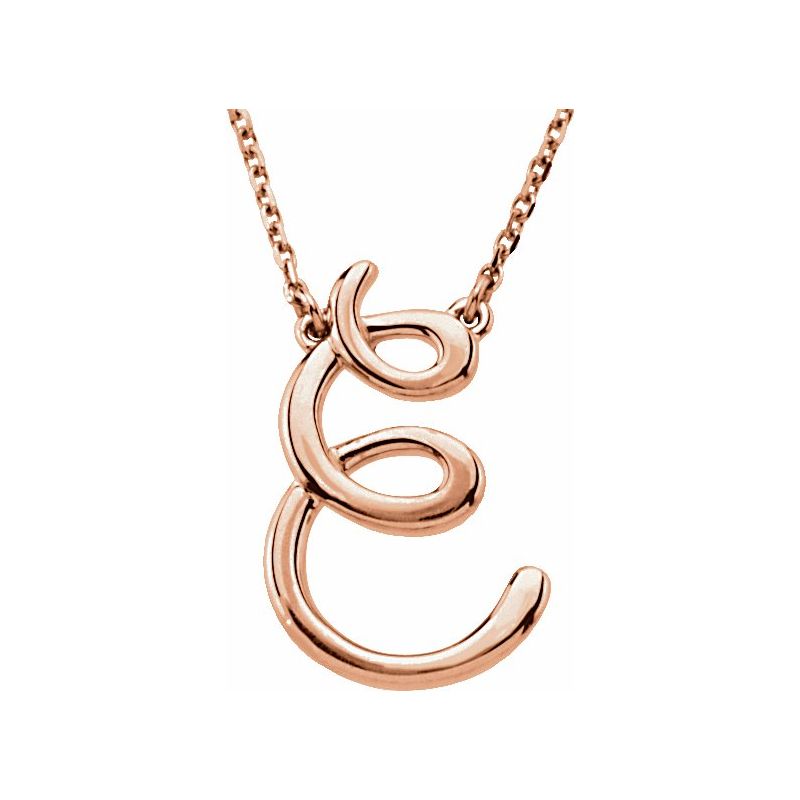 14K Gold Script Initial 16" Necklace