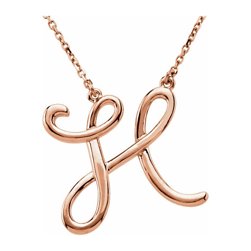 14K Gold Script Initial 16" Necklace