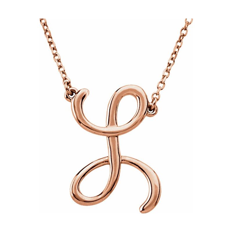 14K Gold Script Initial 16" Necklace