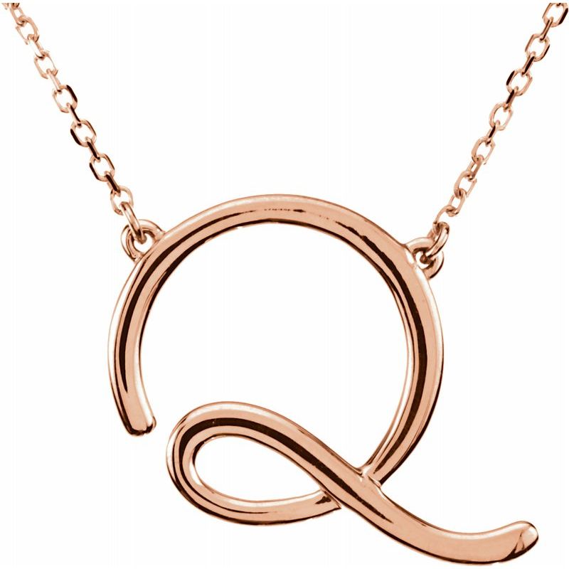 14K Gold Script Initial 16" Necklace