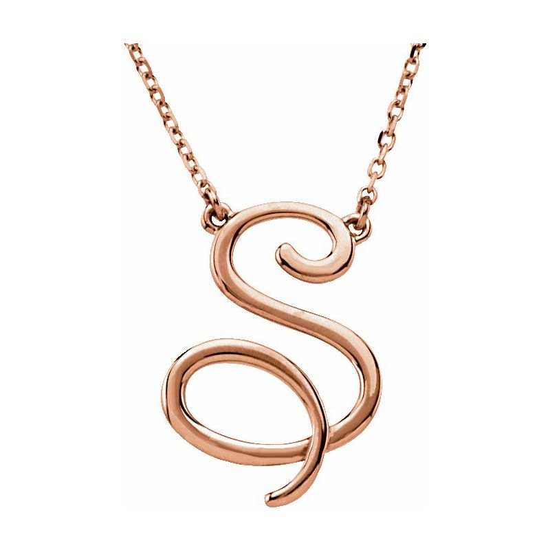 14K Gold Script Initial 16" Necklace