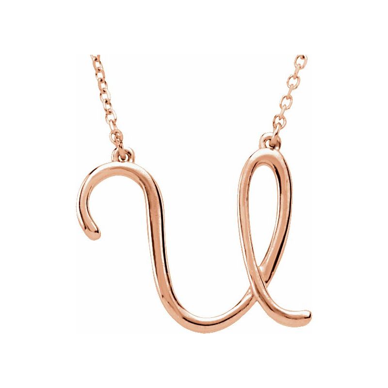 14K Gold Script Initial 16" Necklace