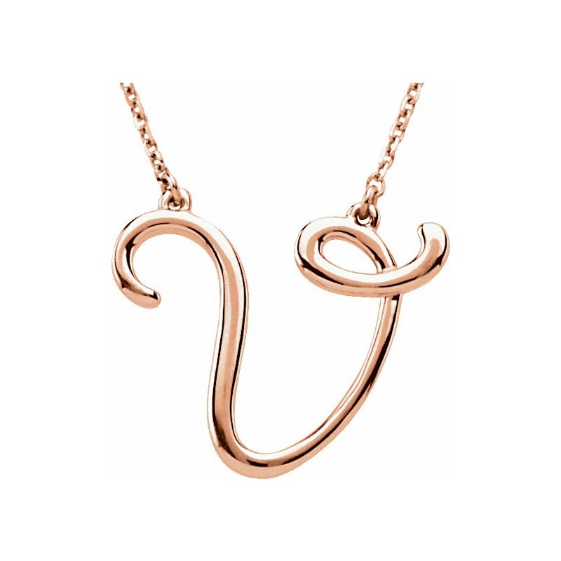 14K Gold Script Initial 16" Necklace