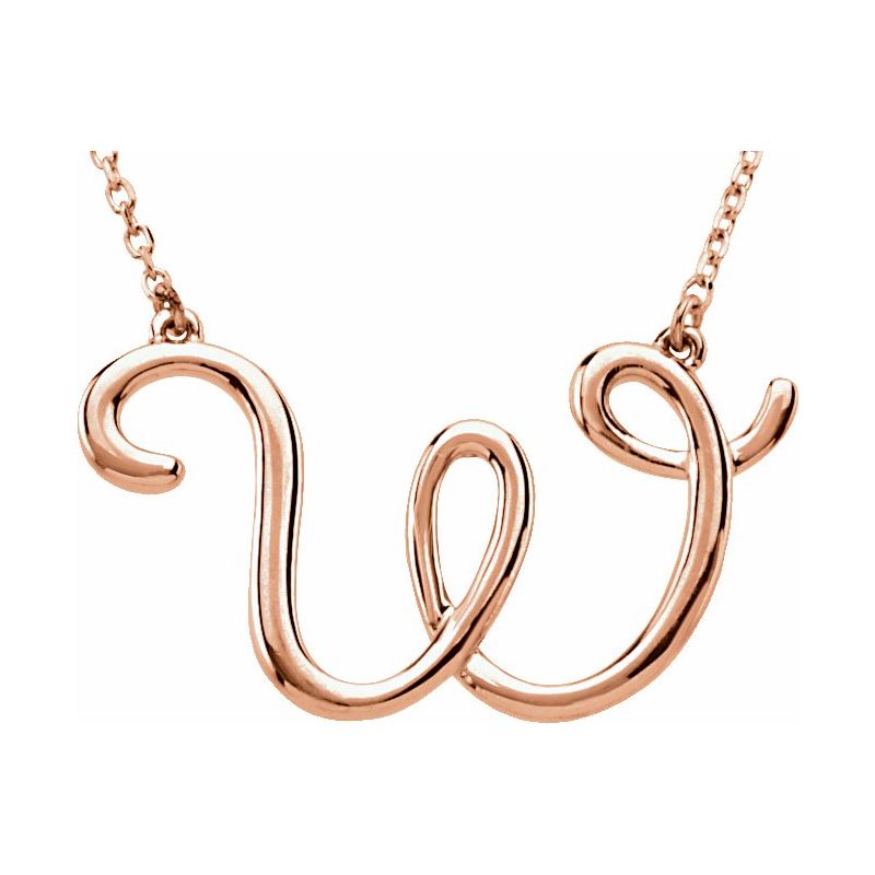 14K Gold Script Initial 16" Necklace