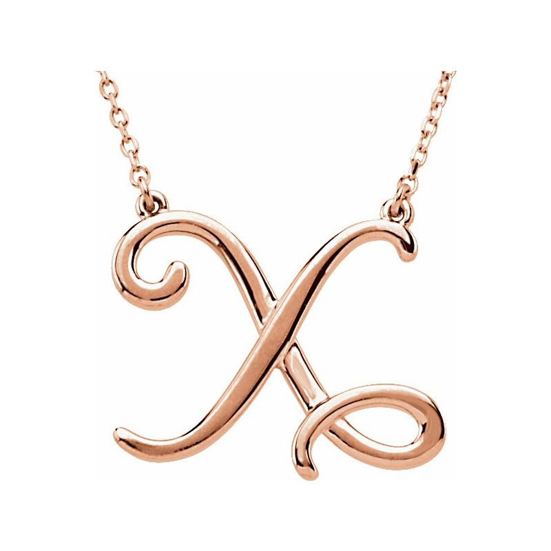 14K Gold Script Initial 16" Necklace