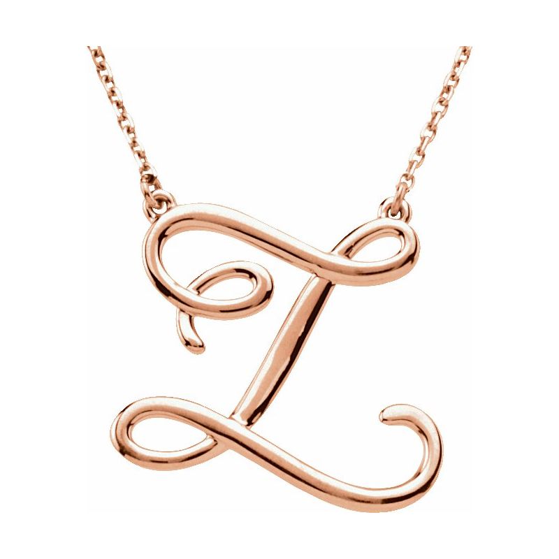 14K Gold Script Initial 16" Necklace