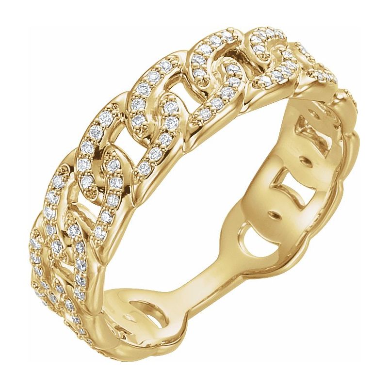 14K Gold Diamond Stackable Chain Link Ring