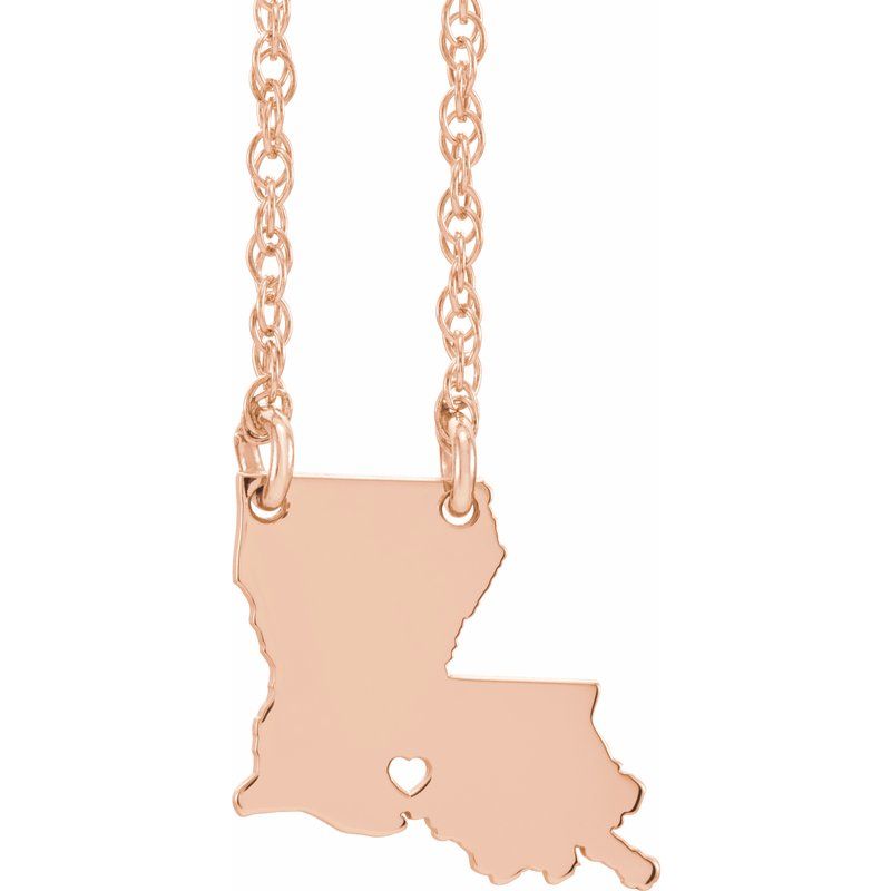 14K Gold State with Heart City Necklace