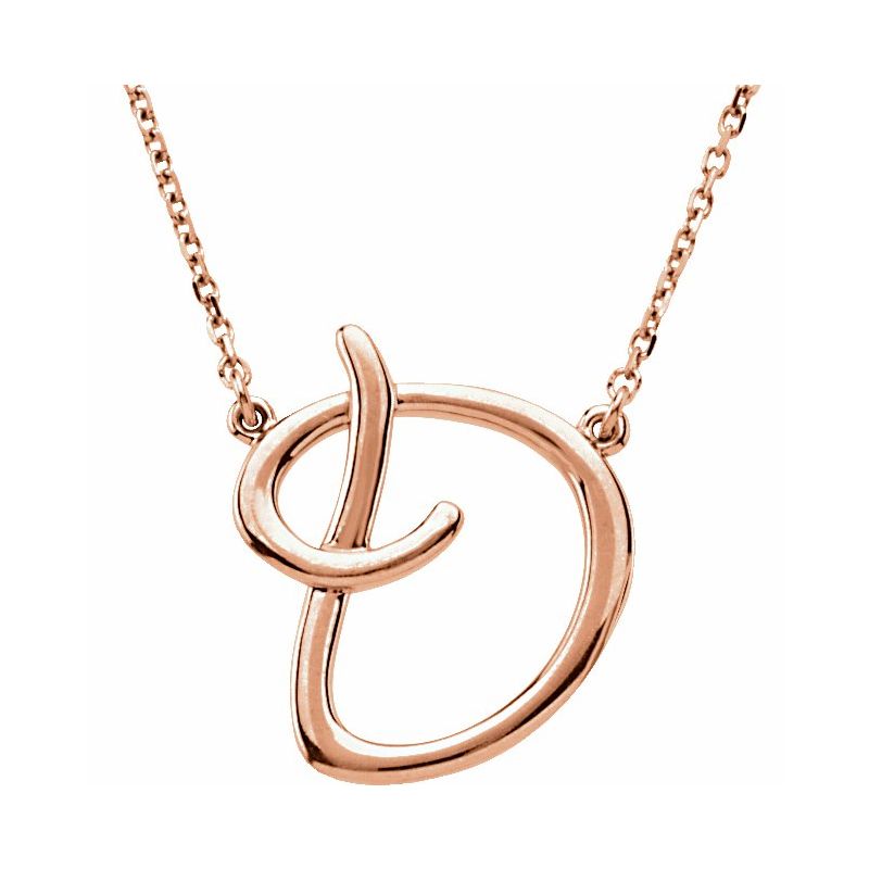 14K Gold Script Initial 16" Necklace