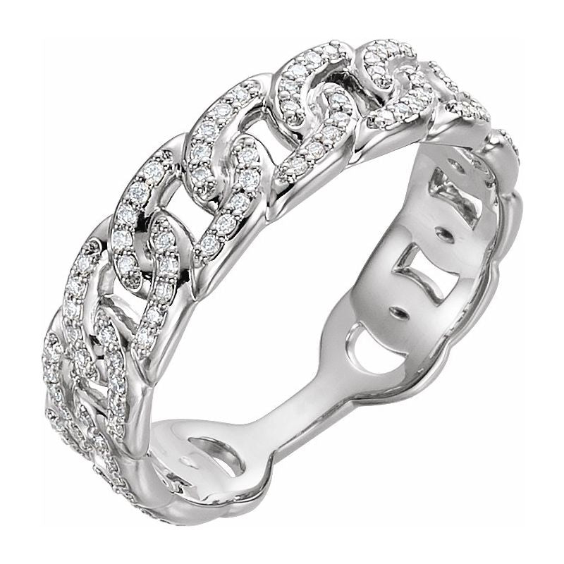 14K Gold Diamond Stackable Chain Link Ring