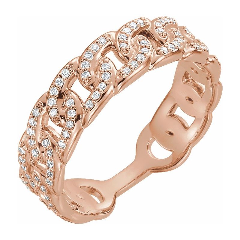 14K Gold Diamond Stackable Chain Link Ring