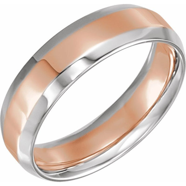 14K White/Rose 6 mm Beveled-Edge Band